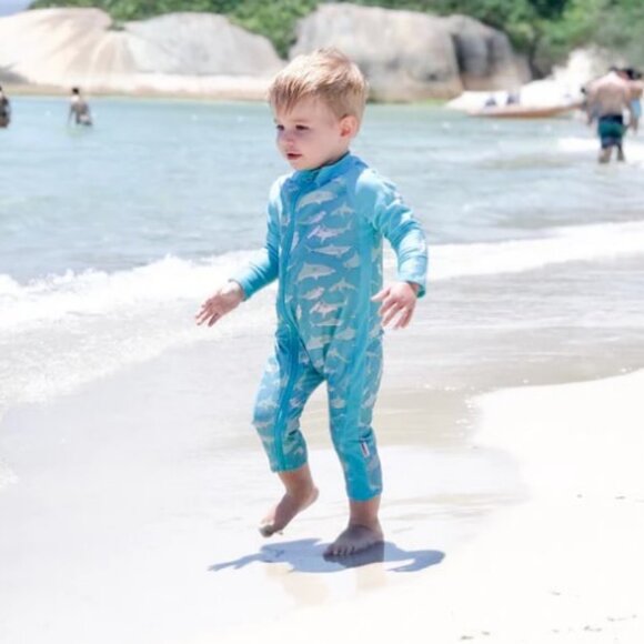 SwimZip Long Sleeve Swim Sunsuit One Piece Rash Guard UPF 50+ Baby 0-6 months - Picture 7 of 7